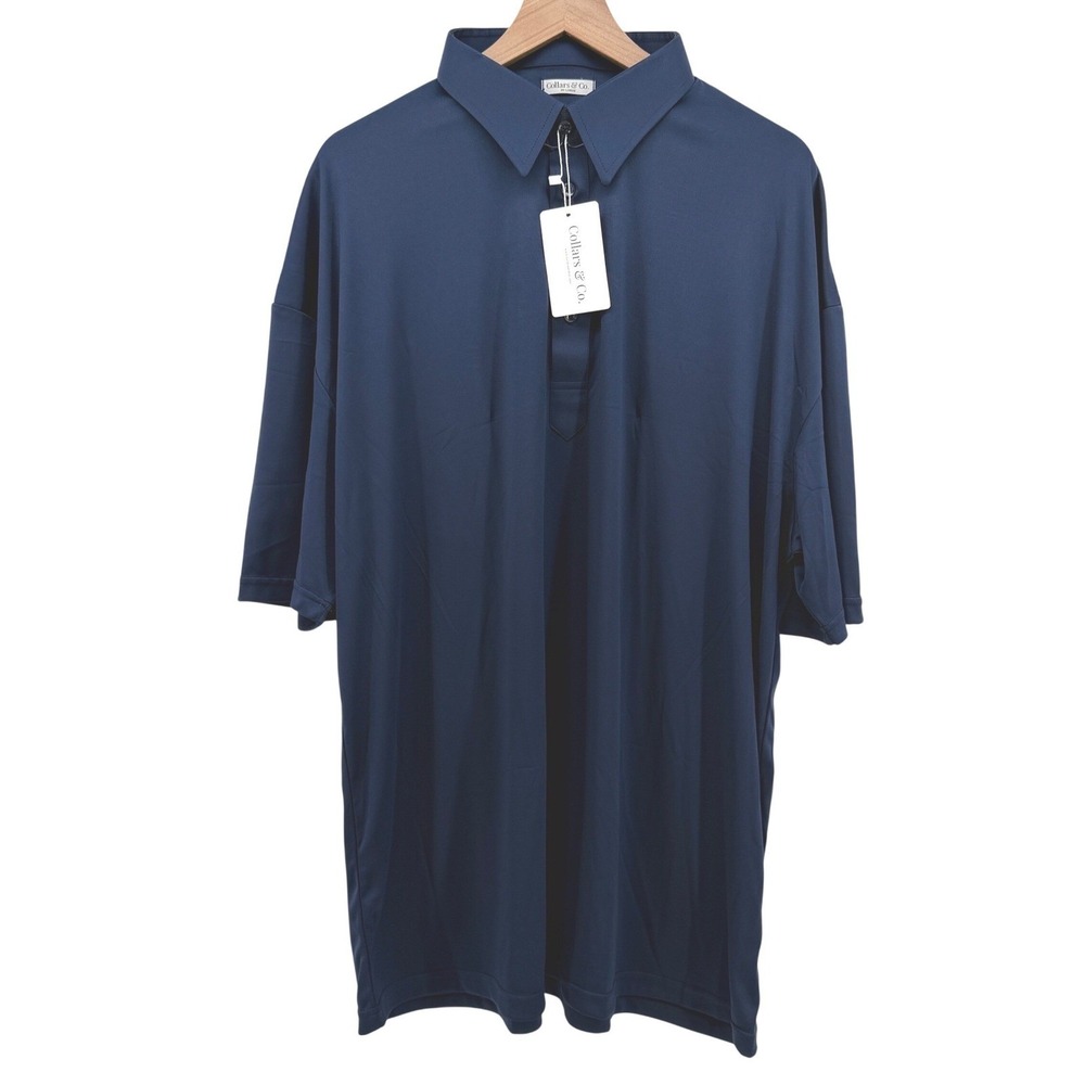Collars & Co. Dress Collar Polo Mens 3XL Navy Blue Short Sleeve Performance NEW - Picture 4 of 11